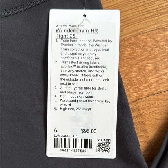 Lululemon Wunder Train High Rise Tight 25” Black Size 6 - Picture 2 of 6
